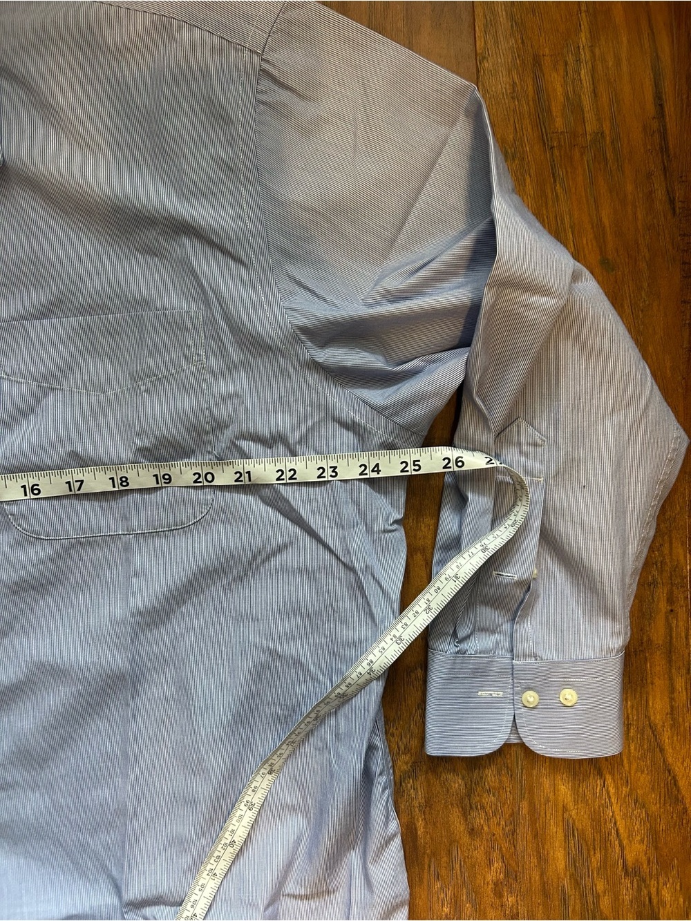 Men's Light Blue Striped Button Down Dress Shirt Preppy Ralph Lauren Classic - Picture 5 of 6